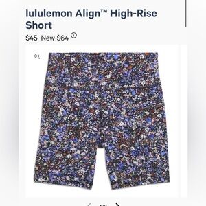 lululemon align high rise biker short floral purple